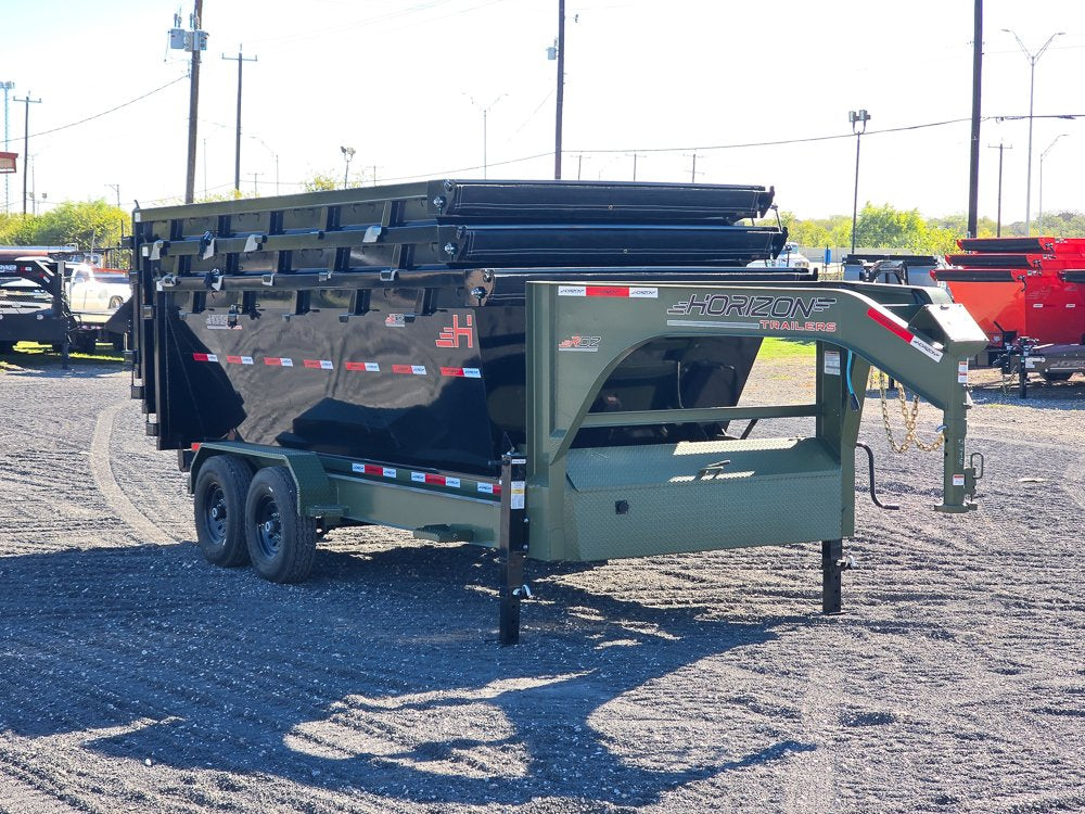 Horizon 16' RDZ GN Roll off Bundle (2) 7k Axles + 3 Bins w/ 4' Walls 7410-C