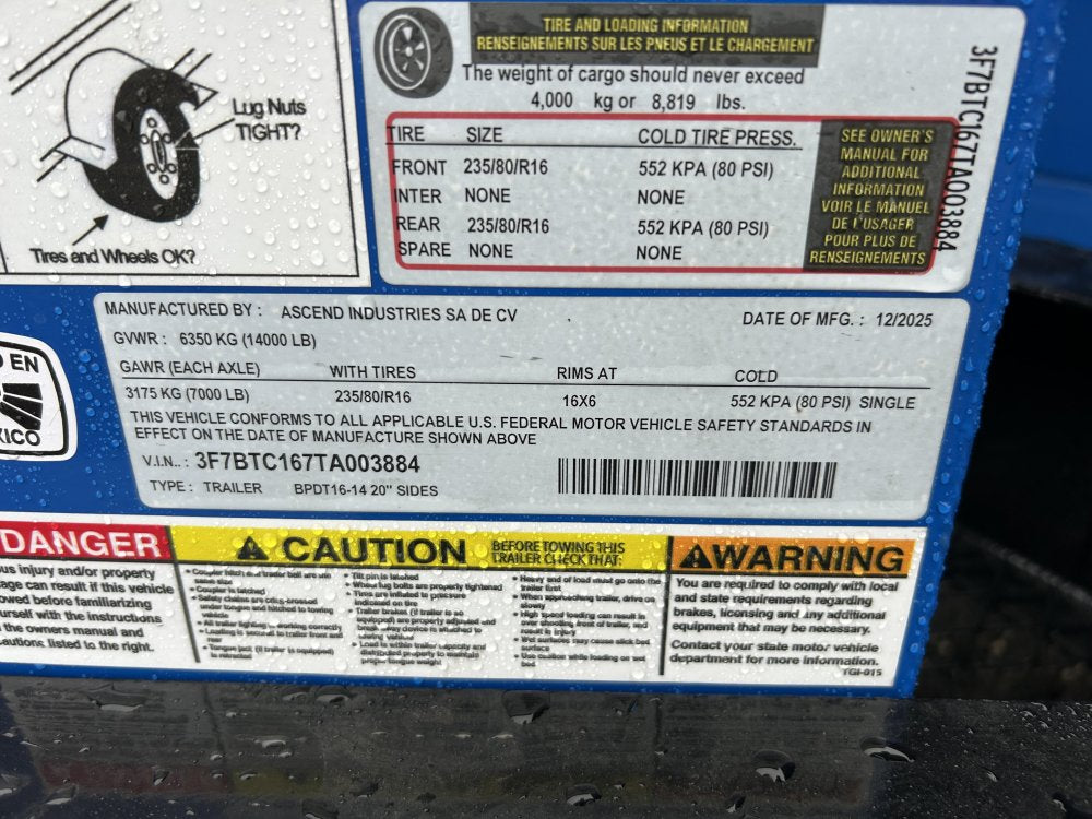 16' Stryker EDT Bumper Pull Dump Trailer 20" Side Walls - (2) 7k Axles 3884