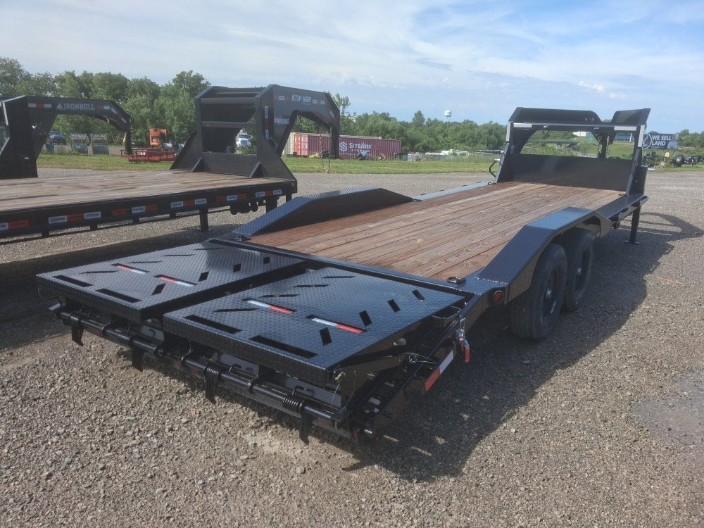 24' Iron Bull ETG Gooseneck Equipment Trailer Mega Ramps Drive Over Fenders - (2) 7,000 lb Axles 914832