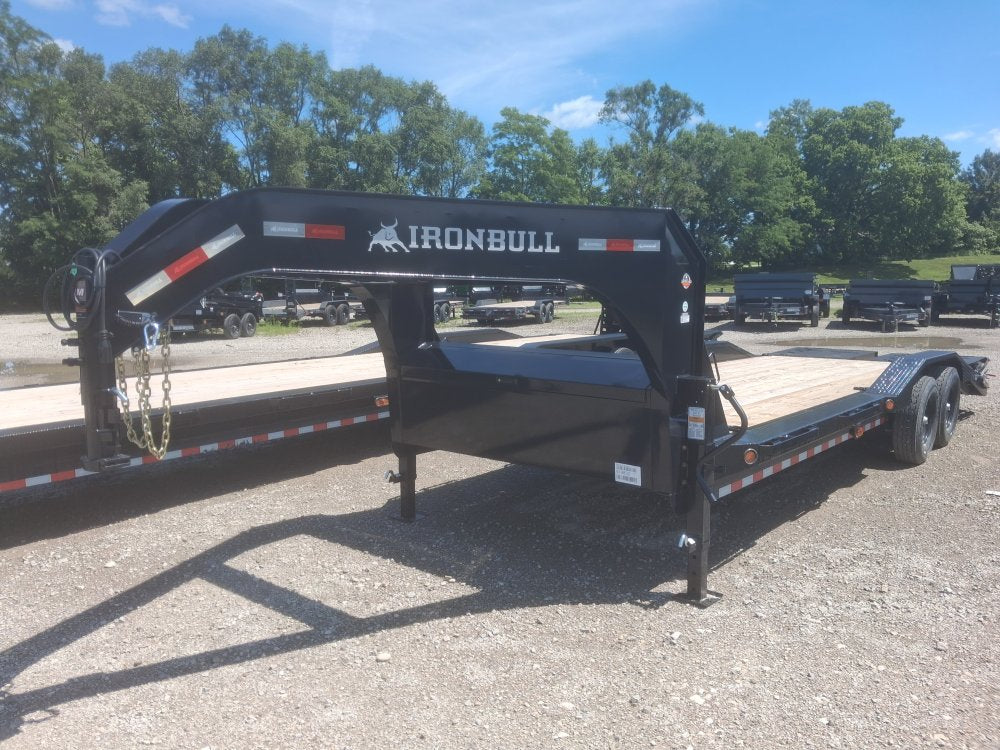 24' Iron Bull ETG Gooseneck Equipment Trailer Mega Ramps Drive Over Fenders - (2) 7,000 lb Axles 914832