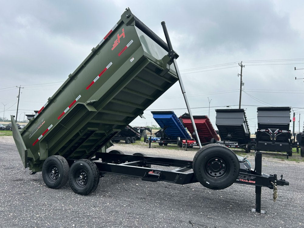 14' Horizon LZ7 Bumper Pull Dump Trailer 42" Side Walls Telescopic Lift Hydraulic Jacks - (2) 7k Axl 14681