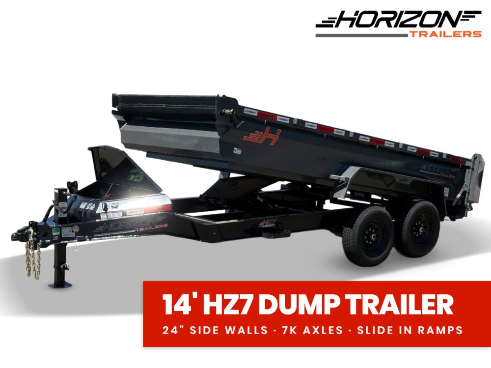14' Horizon HZ7 Bumper Pull Dump Trailer 24" Side Walls - (2) 7K Axles 18002