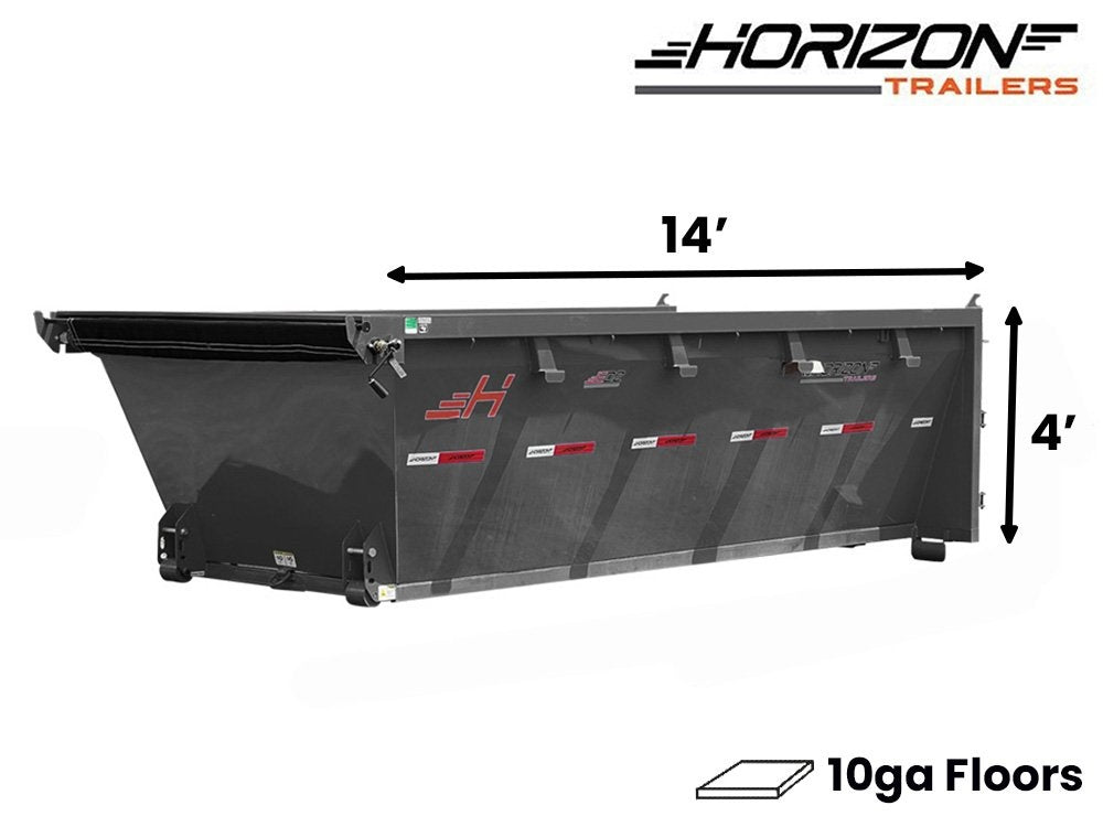 14' Horizon EDZ Roll Off Bin 4' Wall + Tarp - Roll Off Bin - RO 14x4 Bin - TrailerSwap
