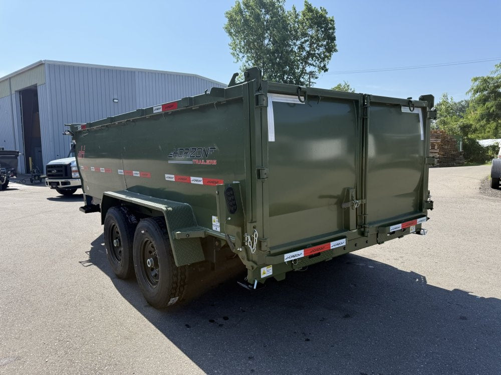 14' LZ7 Dump Trailer 42" Walls - Telescopic Lift - 14K GWVR - Hydraulic Jacks - 3 Way Door - Ramps - Bumper Pull Dump - Dump Trailers - TrailerSwap
