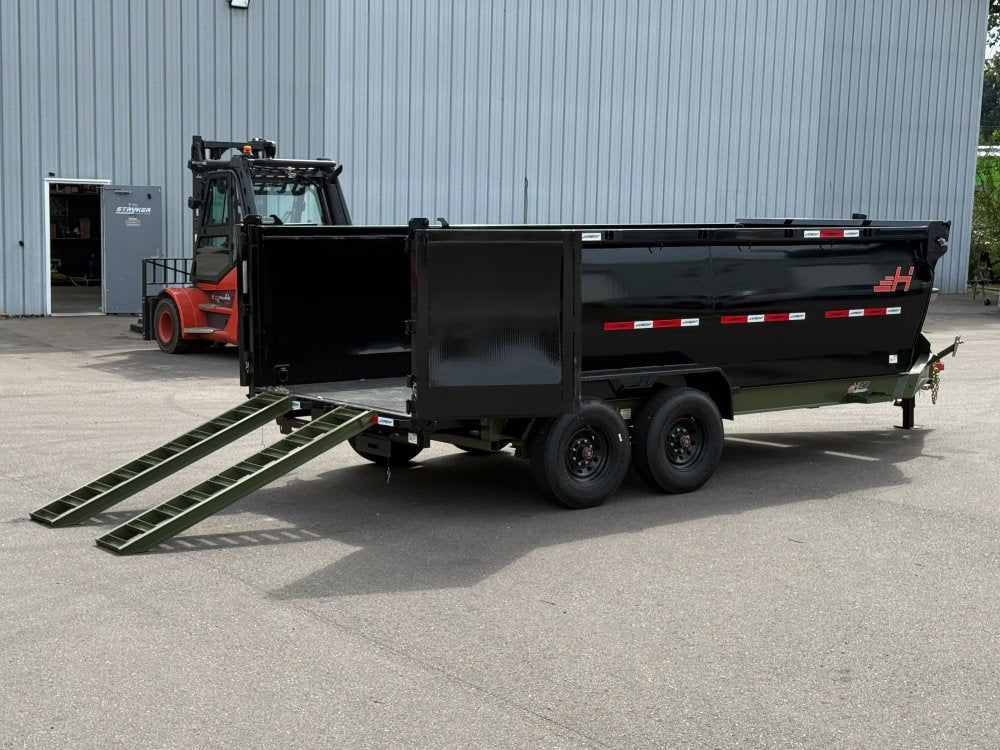 16' HZ7 Dump 48" Sides - 8K Axles - 12 Ton Telescopic Lift - 14 Ply Tires, 2 Speed Jack - Bumper Pull Dump - Dump Trailers - TrailerSwap