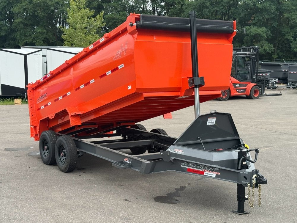 16' HZ7 Dump 48" Sides - 8K Axles - 12 Ton Telescopic Lift - 14 Ply Tires, 2 Speed Jack - Bumper Pull Dump - Dump Trailers - TrailerSwap