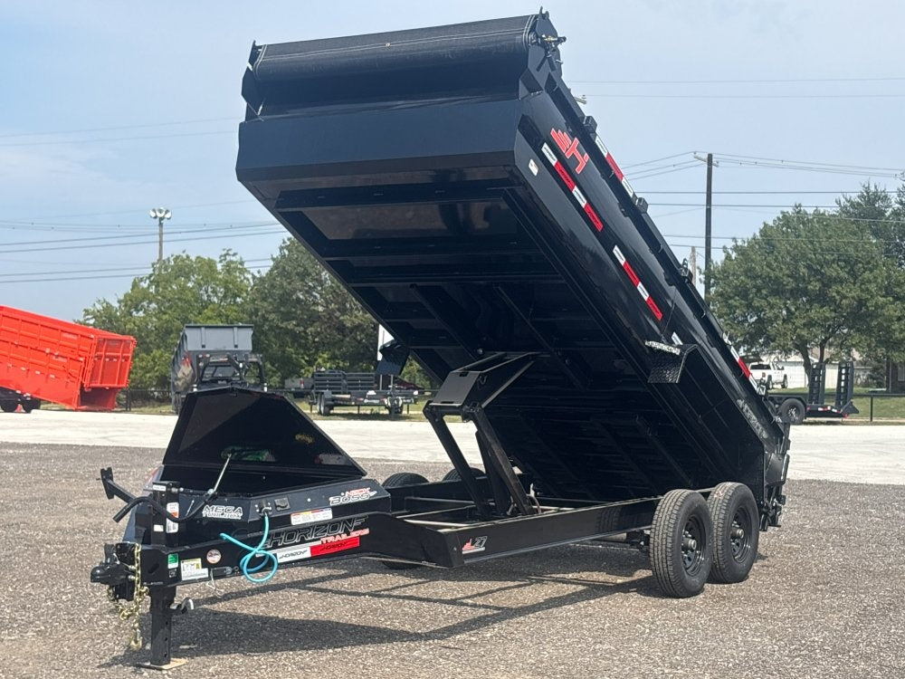 16' LZ7 Dump Trailer 38" Walls - Scissor Lift - 14K GWVR - 14ply Tires - 3 Way Door - Ramps - Bumper Pull Dump - Dump Trailers - TrailerSwap