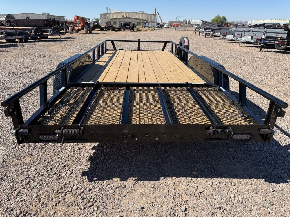 18' UTX Bumper Pull Utility (2) 3.5k Axles, 4' Mesh Flip Ramp - Utility & SXS - TrailerSwap