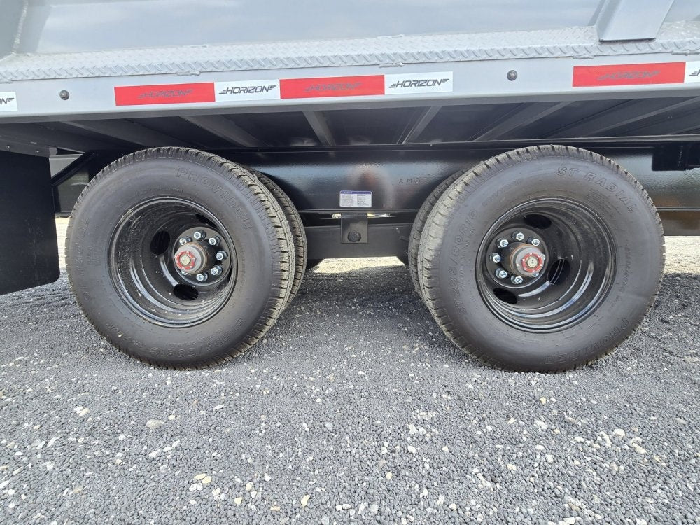 20' HZH GN Dump Trailer w/ 4' Walls (2) 12k Axles, 3-Way Door, Tarp, Hydraulic Jacks - Gooseneck Dump - TrailerSwap