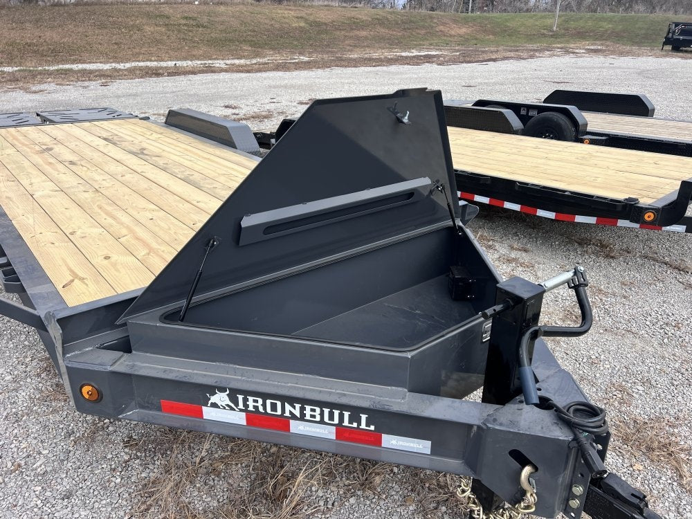 20' Iron Bull EWB Bumper Pull Equipment Trailer Mega Ramps - (2) 7,000 lb Axles - Low Profile Equipment Trailers - TrailerSwap