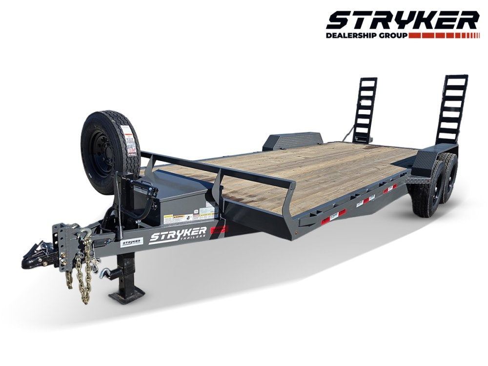 20' Stryker SET Bumper Pull Equipment Trailer Stand Up Ramps - (2) 7K Axles - Low Profile Equipment Trailers - TrailerSwap