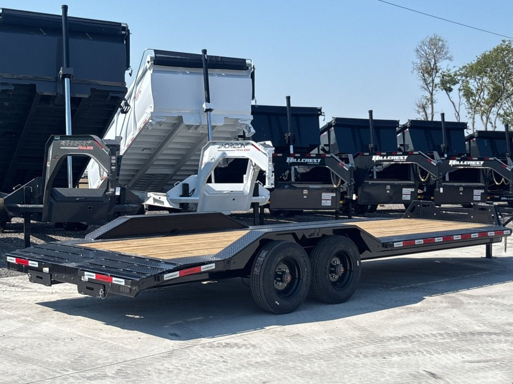 24' HEH Bumper Pull Equipment Trailer (2) 10K Axles, Drive Over Fenders, Slide In Ramps - Low Profile Equipment Trailers - TrailerSwap
