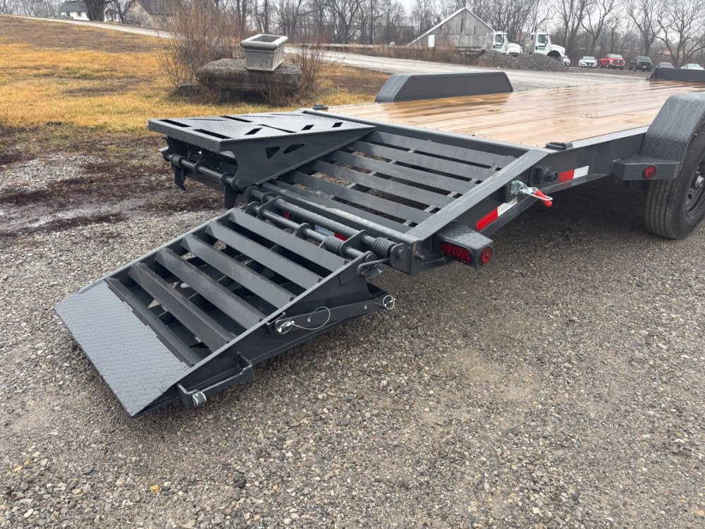 24' Iron Bull EWB Bumper Pull Equipment Trailer Mega Ramps - (2) 7,000 lb Axles - Low Profile Equipment Trailers - TrailerSwap