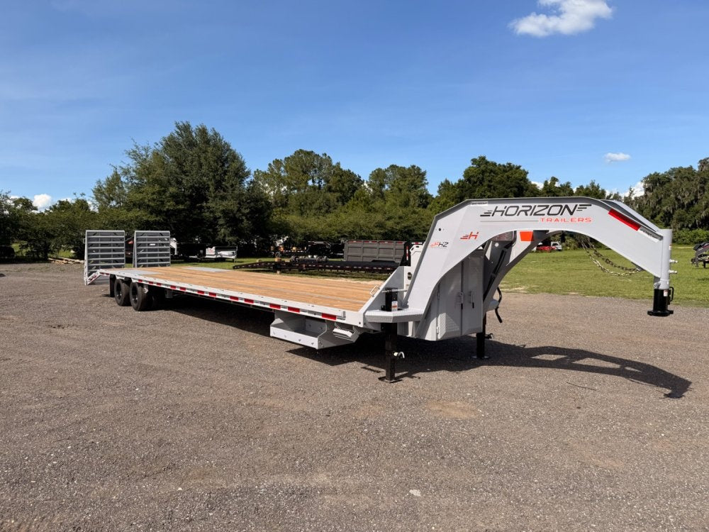 40' Horizon FHZ Gooseneck Dual Wheel Deckover Trailer Mega Ramps - (2) 12K Axles 015676
