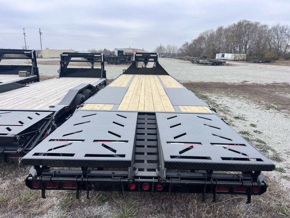 30' Iron Bull FLG Gooseneck Deckover Trailer Mega Ramps - (2) 10,000 lb Axles - Deckover Trailers/DO 10K MR DW - Stryker Dealership Group