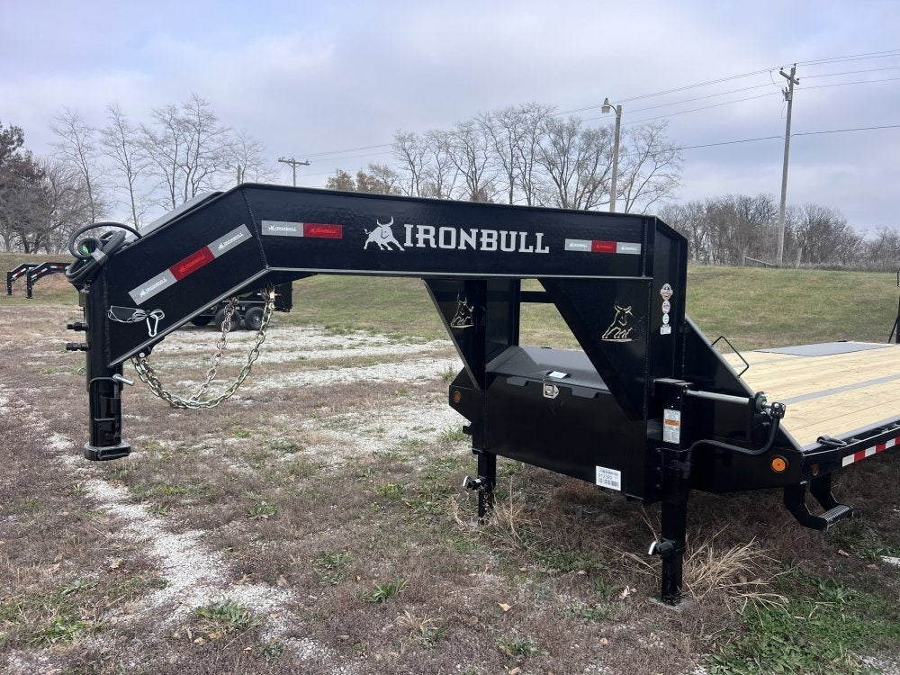 30' Iron Bull FLG Gooseneck Deckover Trailer Mega Ramps - (2) 10,000 lb Axles - Deckover Trailers/DO 10K MR DW - Stryker Dealership Group