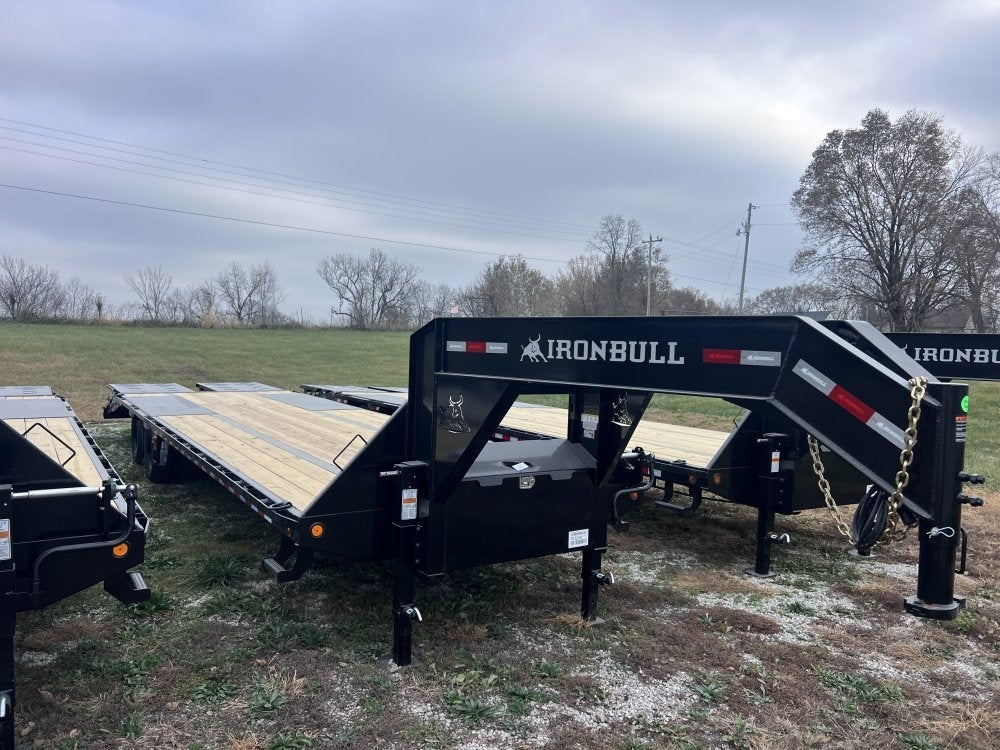 32' Iron Bull FLG Gooseneck Deckover Trailer Mega Ramps - (2) 10,000 lb Axles - Dual Wheel Deckover - DO 10K MR DW - TrailerSwap