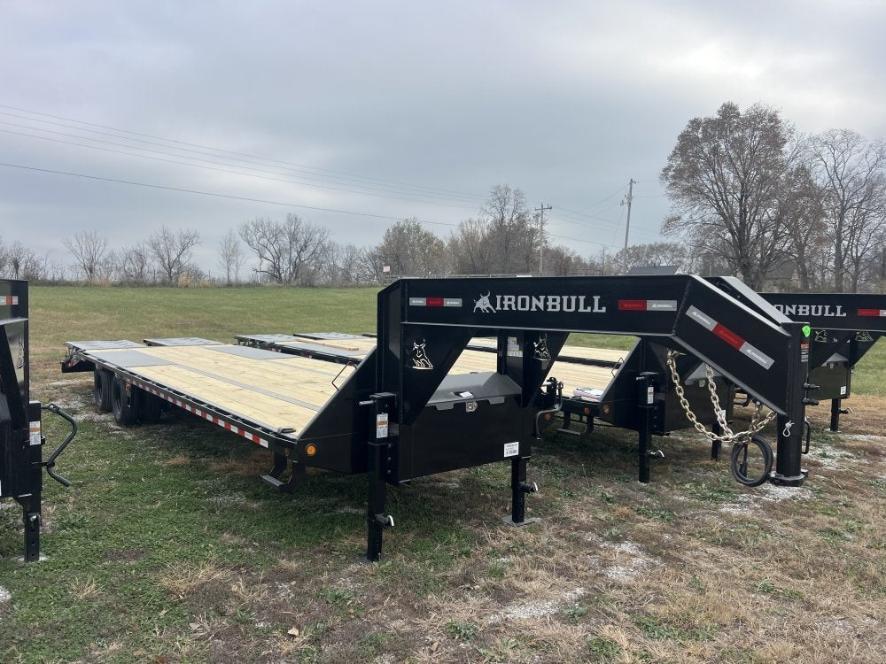 32' Iron Bull FLG Gooseneck Deckover Trailer Mega Ramps - (2) 12,000 lb Axles - Dual Wheel Deckover - DO 12K MR - TrailerSwap