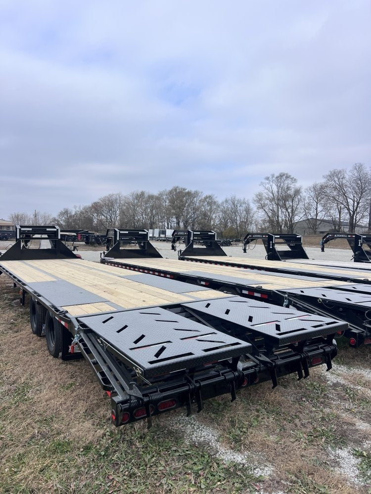 32' Iron Bull FLG Gooseneck Deckover Trailer Mega Ramps - (2) 10,000 lb Axles - Deckover Trailers/DO 10K MR DW - Stryker Dealership Group