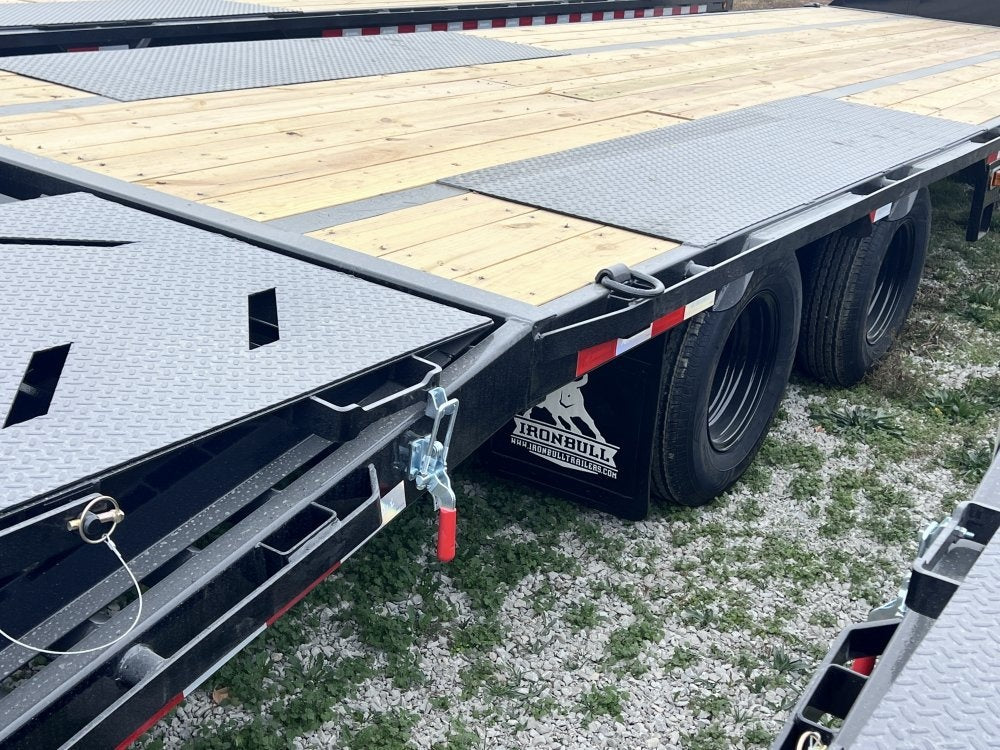 32' Iron Bull FLG Gooseneck Deckover Trailer Mega Ramps - (2) 10,000 lb Axles - Deckover Trailers/DO 10K MR DW - Stryker Dealership Group