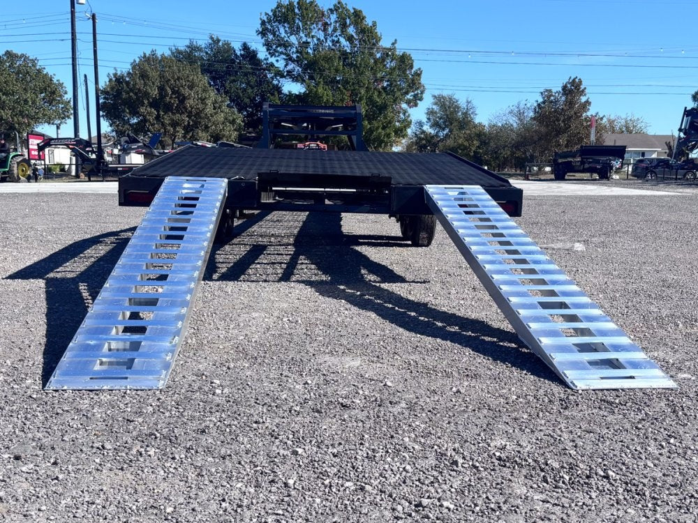 36' Gooseneck Mesh Deck (2) 8k Axles - 12k GVWR Derated- 14 Ply Tires w/Spare - 10' Aluminum Ramps - - Two Car Hauler - Multi Car Haulers - TrailerSwap