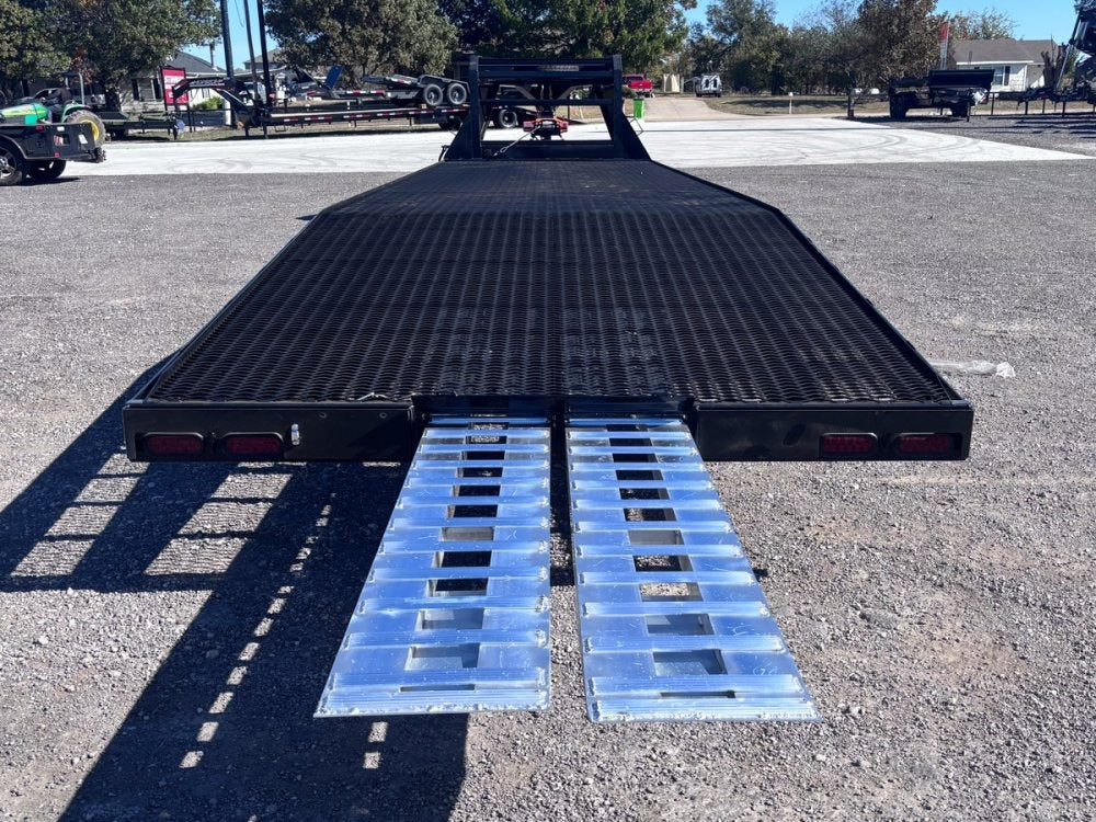 36' Gooseneck Mesh Deck (2) 8k Axles - 12k GVWR Derated- 14 Ply Tires w/Spare - 10' Aluminum Ramps - - Two Car Hauler - Multi Car Haulers - TrailerSwap