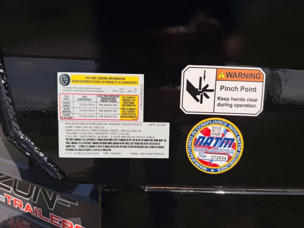 10' Horizon HZ5 Bumper Pull Dump Trailer 36" Side Walls - (2) 3.5K Axles 016519