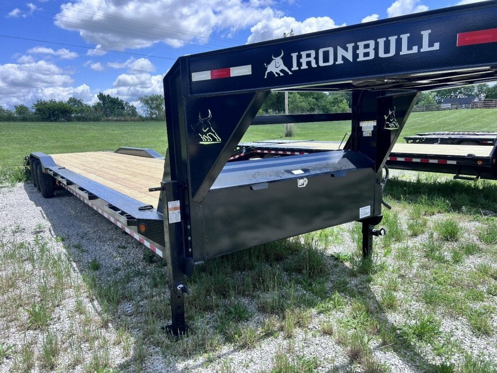40' Iron Bull ETG Gooseneck Equipment Trailer Mega Ramps Drive Over Fenders - (3) 7,000 lb Axles - Low Profile Equipment Trailers - TrailerSwap