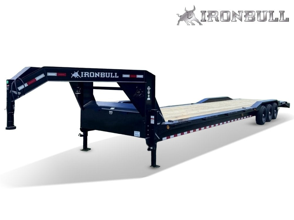 40' Iron Bull ETG Gooseneck Equipment Trailer Mega Ramps Drive Over Fenders - (3) 7,000 lb Axles - Low Profile Equipment Trailers - TrailerSwap