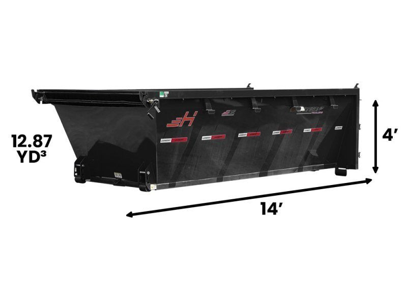 14' EDZ Roll Off Bin 4' Walls - Black - #EDZ0006962 006962