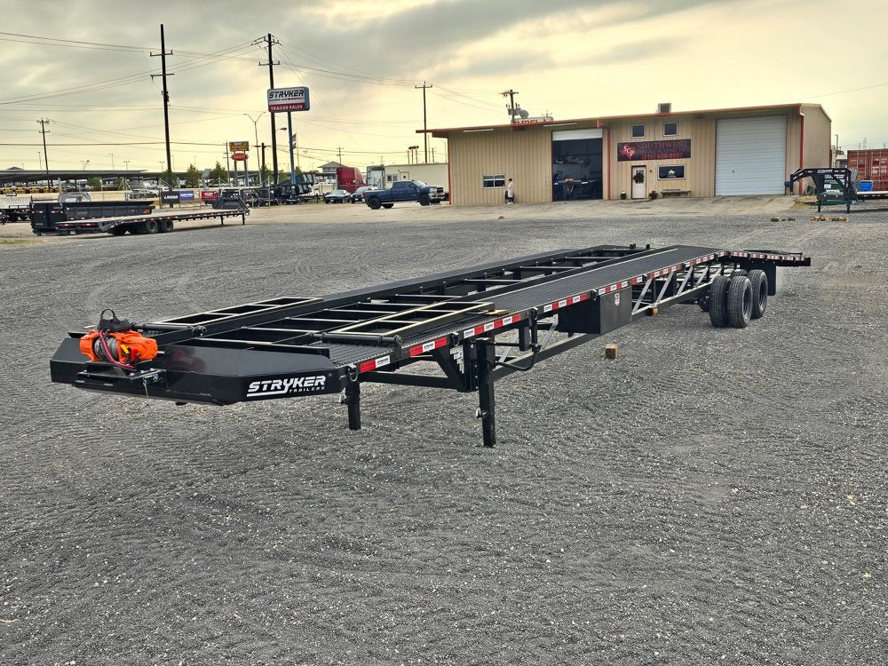 50' Low Profile Wedge (2) 12k Elec/Hyd Axles, Winch, 10' Aluminum Ramps, Spare - Wedge 3 Car Hauler - Multi Car Haulers - TrailerSwap