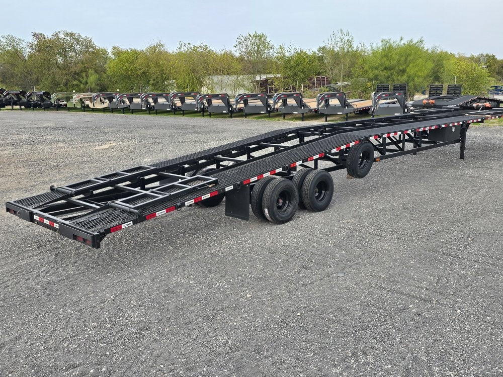 50' Low Profile Wedge (2) 12k Elec/Hyd Axles, Winch, 10' Aluminum Ramps, Spare - Wedge 3 Car Hauler - Multi Car Haulers - TrailerSwap