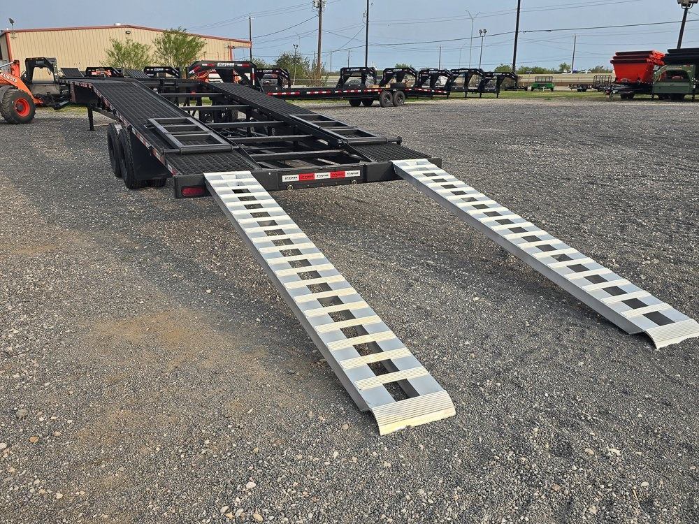 50' Low Profile Wedge (2) 12k Elec/Hyd Axles, Winch, 10' Aluminum Ramps, Spare - Wedge 3 Car Hauler - Multi Car Haulers - TrailerSwap