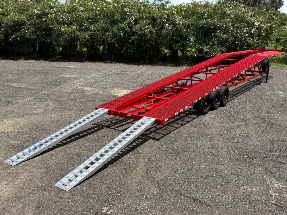50' Wedge Car Hauler (3) 7k Axles - Winch - 14ply Tires plus Spare - 10' Aluminum Ramps - Wedge 3 Car Hauler - Multi Car Haulers - TrailerSwap