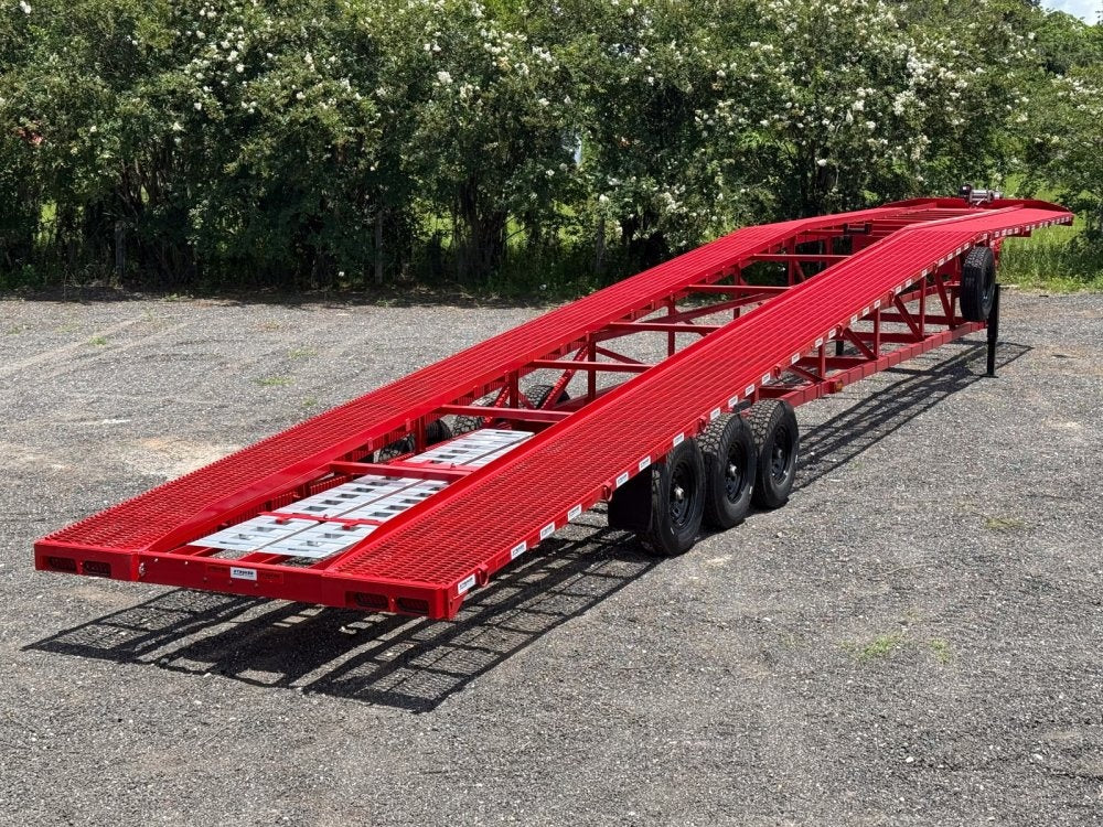 50' Wedge Car Hauler (3) 7k Axles - Winch - 14ply Tires plus Spare - 10' Aluminum Ramps - Wedge 3 Car Hauler - Multi Car Haulers - TrailerSwap