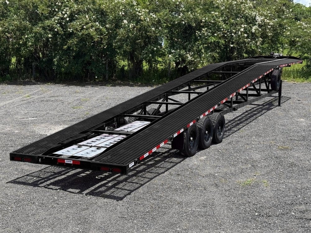 50' Wedge Car Hauler (3) 7k Axles - Winch - 14ply Tires plus Spare - 10' Aluminum Ramps - Wedge 3 Car Hauler - Multi Car Haulers - TrailerSwap