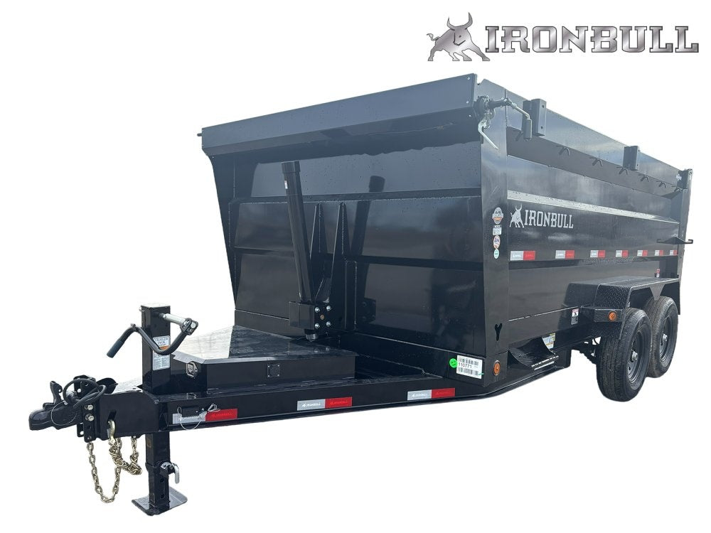 14' x 83" Iron Bull DTB Bumper Pull Dump Trailer 48" Side Walls - (2) 7,000 lb Axles, Telescopic 110771