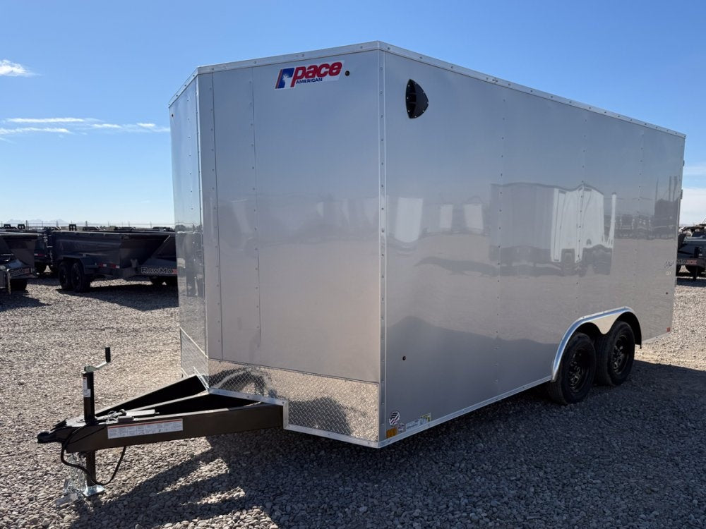 8.5 x 16 Outback DLX Flat Top V Nose Car Hauler (2) - 3500 lbs Axles - Enclosed - TrailerSwap