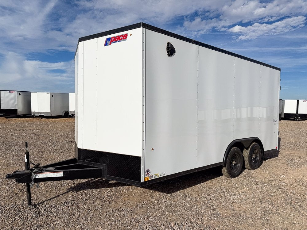 8.5 x 16 Outback DLX Flat Top V Nose Car Hauler (2) - 3500 lbs Axles - Enclosed - TrailerSwap