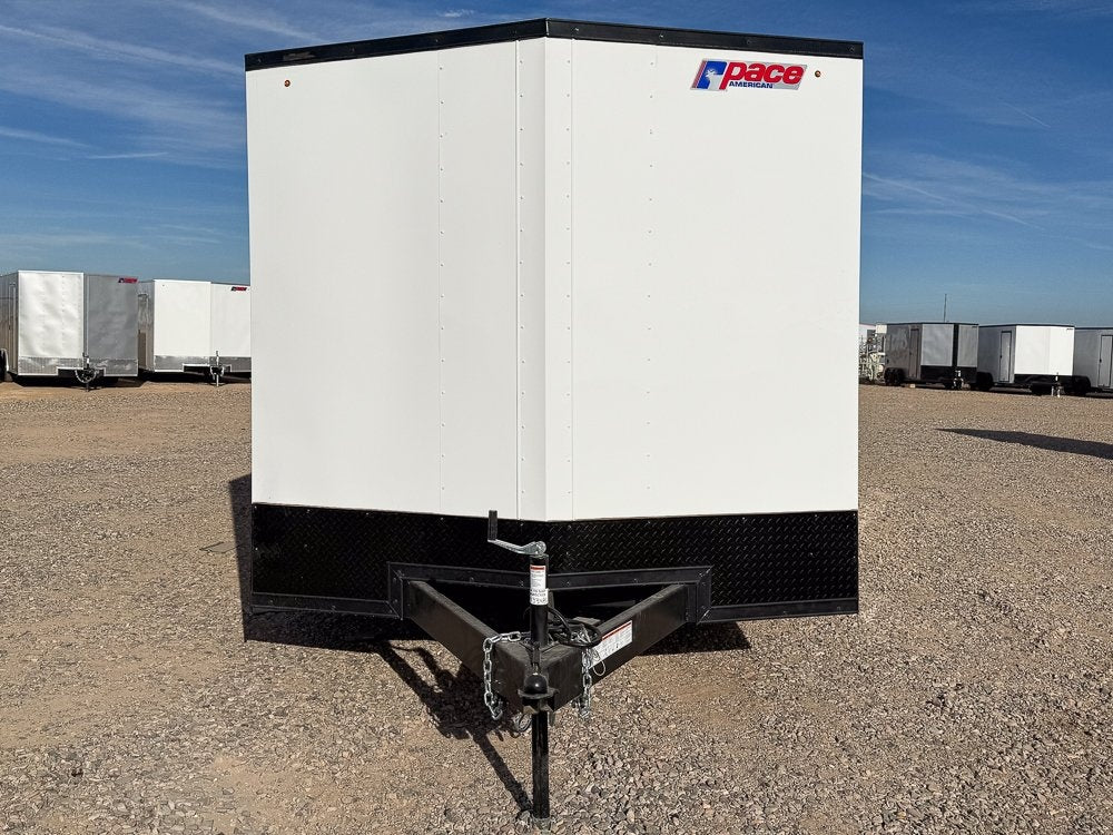 8.5 x 16 Outback DLX Flat Top V Nose Car Hauler (2) - 3500 lbs Axles - Enclosed - TrailerSwap