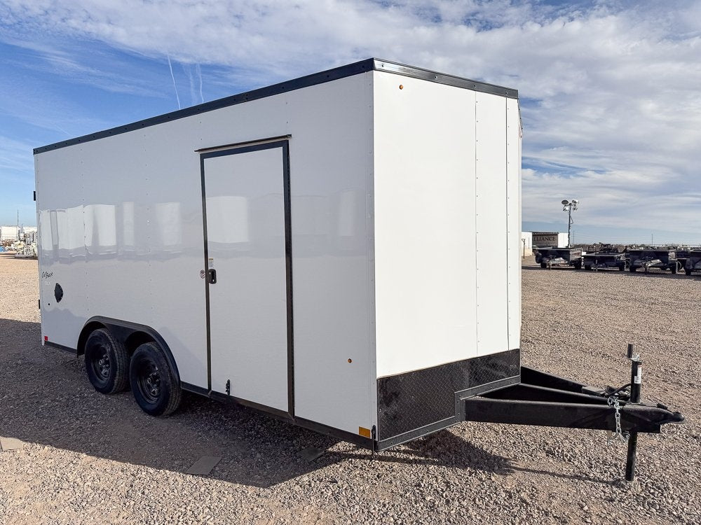 8.5 x 16 Outback DLX Flat Top V Nose Car Hauler (2) - 3500 lbs Axles - Enclosed - TrailerSwap