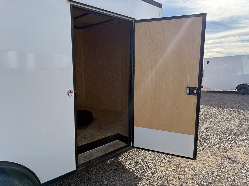 8.5 x 16 Outback DLX Flat Top V Nose Car Hauler (2) - 3500 lbs Axles - Enclosed - TrailerSwap