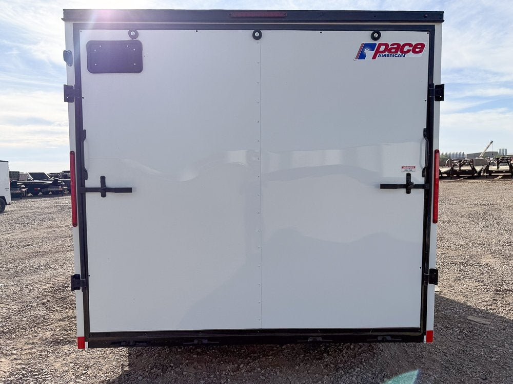 8.5 x 16 Outback DLX Flat Top V Nose Car Hauler (2) - 3500 lbs Axles - Enclosed - TrailerSwap