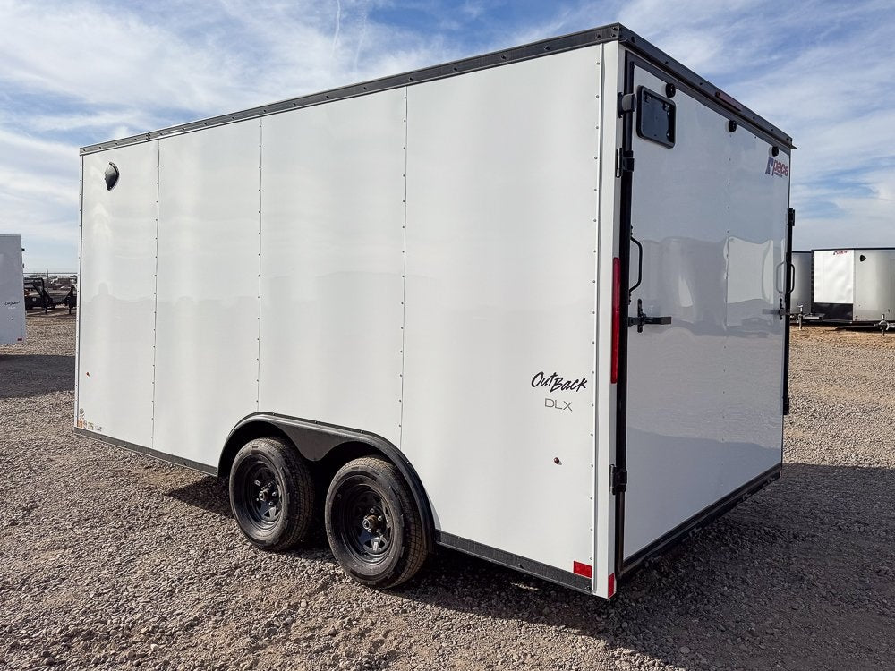 8.5 x 16 Outback DLX Flat Top V Nose Car Hauler (2) - 3500 lbs Axles - Enclosed - TrailerSwap