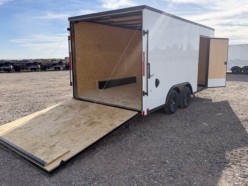 8.5 x 16 Outback DLX Flat Top V Nose Car Hauler (2) - 3500 lbs Axles - Enclosed - TrailerSwap