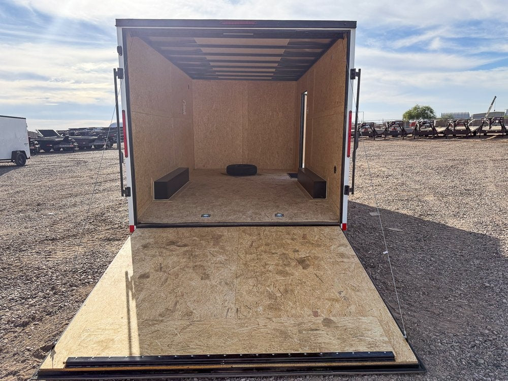 8.5 x 16 Outback DLX Flat Top V Nose Car Hauler (2) - 3500 lbs Axles - Enclosed - TrailerSwap