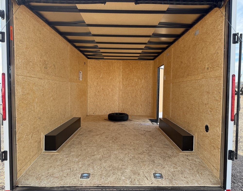 8.5 x 16 Outback DLX Flat Top V Nose Car Hauler (2) - 3500 lbs Axles - Enclosed - TrailerSwap