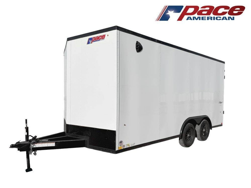 8.5 x 16 Outback DLX Flat Top V Nose Car Hauler (2) - 3500 lbs Axles - Enclosed - TrailerSwap