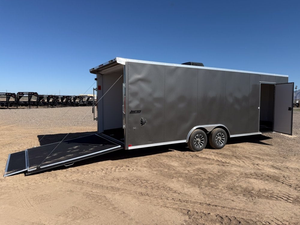 8.5 x 24 Journey SE Flat Top Sloped V Nose Car Hauler (2) 5200 lbs Axles - Enclosed - TrailerSwap