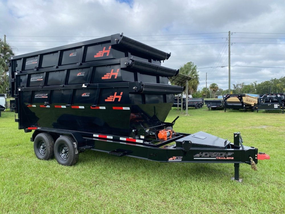 Horizon 14' RDZ BP Roll off Bundle (2) 7k Axles + 3 Bins w/ 4' Walls - Roll Off Packages - RO 14' Bumper Pull - TrailerSwap